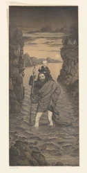 Święty Krzysztof przekracza rzekę z Dzieciątkiem Jezus na ramionach Dzieła z kolekcji braci Boisserée (tytuł serii) Galerie des Frères Boisserée (tytuł serii)