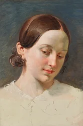 Głowa dziewczyny z brązowymi włosami (studium dla "Rüdiger und Angelica")