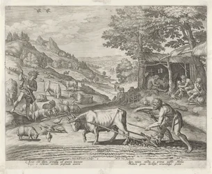 Kain i Abel jako rolnik i pasterz Historia rodziny Kaina / O dobrych i złych uczynkach (tytuł serii) Boni et mali scientia (tytuł serii)