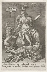 Godność (Majestas) pokonuje Tyranię (Tyrannis) Majesty (tytuł na obiekcie) Cnoty zwyciężają wady (tytuł serii)
