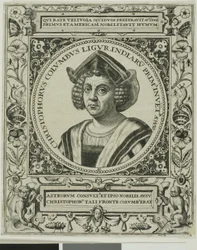 Krzysztof Kolumb, frontispis z tomu 5 książki Theodora de Bry