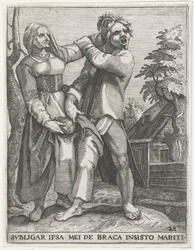 Strijd om de broek ZWIĄZĘ SIĘ W SPODNIE MĘŻA (tytuł na obiekcie) Świeckie herby, 1596 (tytuł serii)