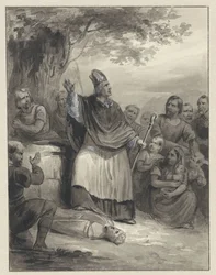 Willibrord głosi wiarę na Walcheren, 695