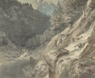 Krajobraz górski z rzeką, 1807-63.