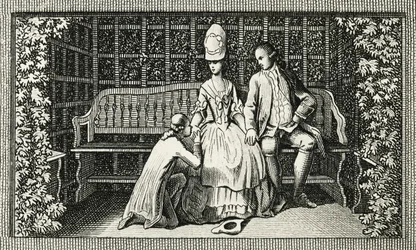 Cierpienia młodego Wertera, rycina inspirowana powieścią Johanna Wolfganga von Goethego (1749-1832), Niemcy, XVIII wiek