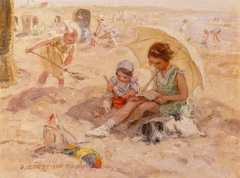 Przyjemność na plaży (olej na płótnie)