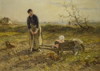 Na polach z Katią (olej na płótnie)