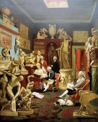 Charles Townley w swojej galerii rzeźb, Park Street, Londyn, 1782, obraz Johanna Zoffany