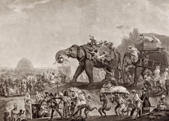 Ambasada Hyderbeck do Kalkuty, od wezyra z Oude, drogą Patna, w roku 1788, aby spotkać się z Lordem Cornwallis, pub.c. 1800 (mezzotinta)