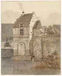 Widok na Bottelpoort w Oude Haven w Nijmegen