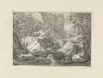 Widok na wodospad Prospekt w Monasterio vulgo dicto La Grande Chartreuse w Delphinatu (tytuł na obiekcie) Krajobrazy w górach Chartreuzer (tytuł serii)