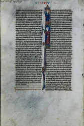 Inicjał I z Elimelechem i Noemi: Kartka z Biblii łacińskiej 1 z 2 wyciętych kart, c. 1250.