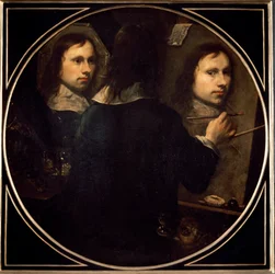 Autoportret. Obraz Johannesa Gumppa (1626-?), 1646, słońce, 88,5 x 89 cm, Florencja, Galleria degli Uffizi