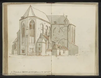 Prawo i tył Pieterskerk w Utrechcie