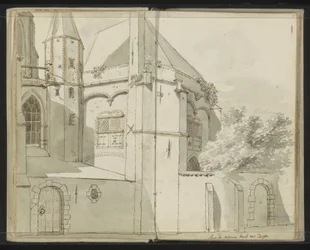 Widok z boku na Nieuwe Kerk w Delft