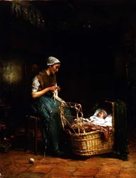 Matka i dziecko we wnętrzu domku (zob. też 18091)
