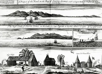 A Prospect of the Road in the Bay of Sierra Liona, ilustracja z tomu 5 książki Awnshama i Johna Churchilla „Zbiór podróży i podróży”, wydana w 1732 roku