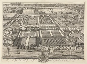 Widok Beaufort House i Chelsea 1699