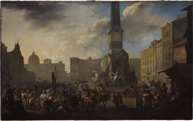 Rzymska scena targowa na Piazza Navona