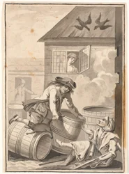 Jens Blok i Gunild. Ilustracja do Ludviga Holberga: Peder Paars 1772. (druga książka, trzecia pieśń)
