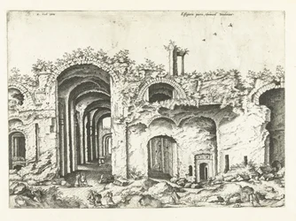 Trzeci widok Łaźni Dioklecjana Ruiny rzymskie, 1561 (tytuł serii)