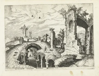 Widok na ruiny na Palatynie Ruiny rzymskie, 1561 (tytuł serii)