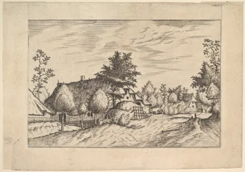 Village Street, siano ułożone przed gospodarstwem z Praediorum villarum et rusticar..., ca. 1559-61.