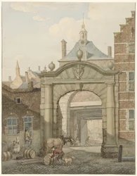 Widok przez bramę w Dordrecht