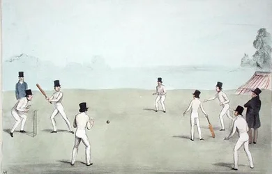 Vacation Amusement, No. 3 (Cricket - A Long Innings) (HB Sketches No. 653) opublikowany 3 października 1840 (kolor lito)