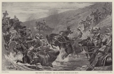 Pęd do Kimberley, 10. Hussars przekraczający Klip Drift (lito)