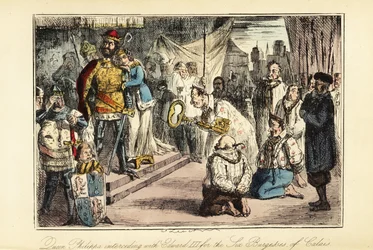 Król Anglii Edward III po oblężeniu Calais w 1347