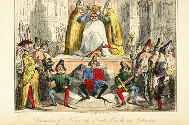 Koronacja króla Anglii Henryka IV ogromną koroną
