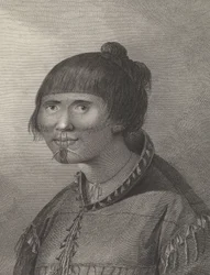 Kobieta z Oonalashki, koniec XVIII wieku (rycina)