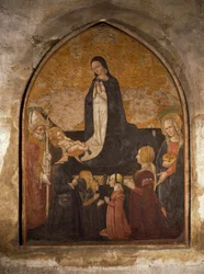 Włochy, Mediolan, kościół Najświętszej Marii Panny Łaskawej, kaplica w Wieży, Matka Boska Adorująca Dzieciątko, fresk