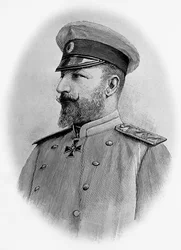 Portret Ferdynanda I (1861-1948), cara Bułgarii, rycina