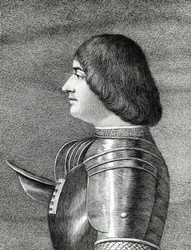 Portret Ludovica Sforzy, zwanego Il Moro (1452-1508), księcia Mediolanu, rycina