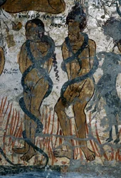Kara potępionych, fragment kościoła Agia Paraskevi, Voutas, Kreta, Grecja (zdjęcie)