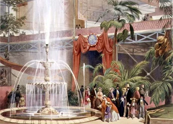 Crystal Palace, widok na północną nawę poprzeczną (litografia kolorowa)
