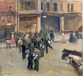 Oczekiwanie na wyniki (Wielki mecz Notts przeciwko Surrey, Nottingham, sierpień 1892) (olej na panelu)