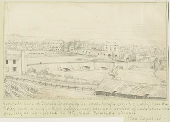Burton-upon-Trent Bridge and Town: rysunek piórem, 1817