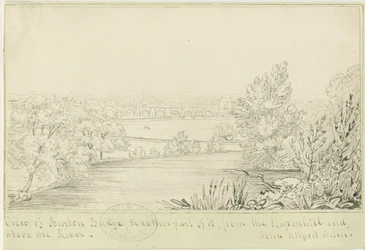 Burton-upon-Trent Bridge and Town: rysunek piórkiem, bd [c 1817] (rysunek)