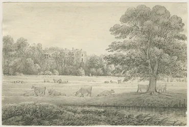 Hagley Hall: rysunek długopisem i lawowaniem, 4 maja 1814 r.