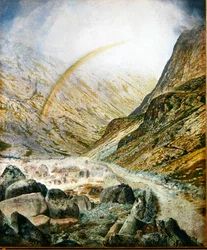 Droga górska, czas powodzi (Seria Honsiter nr 3) 1868 (olej na papierze nałożony na płótno)