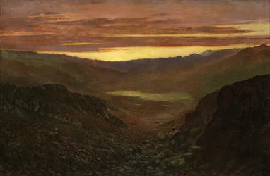 Fleetworth Hollow i Tarn z Green Gable Fell at Twilight (olej na płótnie)