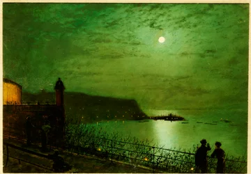 Scarborough by Moonlight ze schodów Grand Hotelu