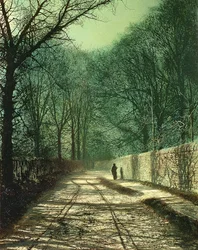 Cienie drzew na murze parku, Roundhay, Leeds