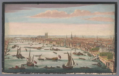 Widok na Tamizę i City of London od północnego zachodu Południowo-wschodnia perspektywa Westminster od Somerset House do Westminster Bridge (tytuł na obiekcie)