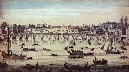 Westminster Bridge, patrząc na zachód, wyd. J. Bowles, 1747