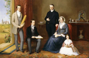Wielebny John Witherington, wikariusz Tetsworth, Oxon, ze swoją rodziną, 1854