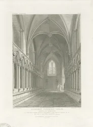 Wnętrze katedry w Lichfield - przedsionek kapitularza: rycina, bd [ok. 1819] (druk)